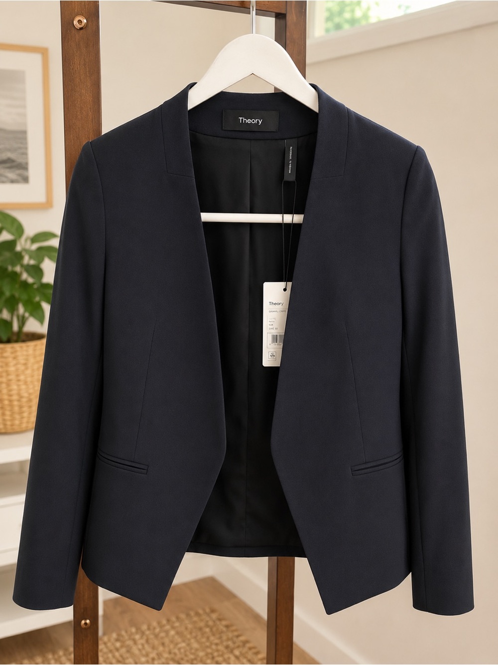 Theory Lanai Sevona Open Front Blazer Navy NWT Size 2